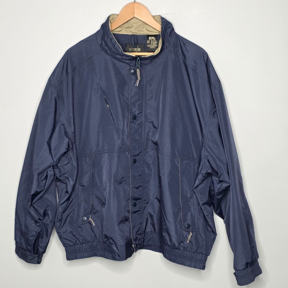 RedHead Men's 2XL Navy Blue Mesh Lined Windbreaker Zip Utility Jacket Pockets